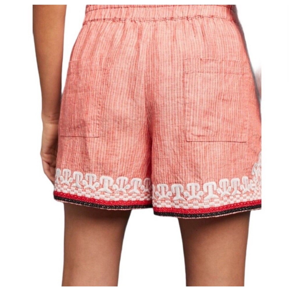 Anthropologie Beachcomber embroidered Linen Drawstring Shorts Small - Picture 2 of 15